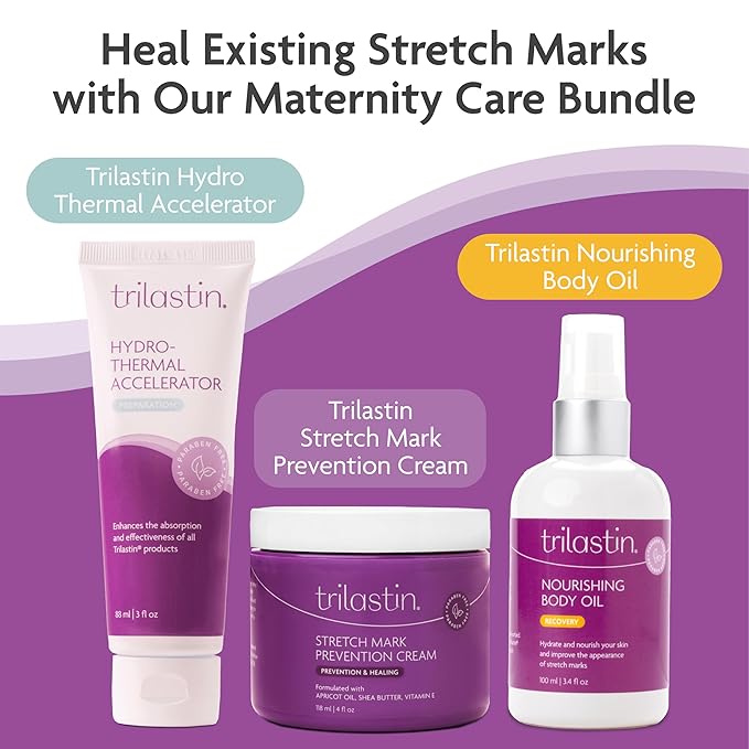 TriLASTIN Hydro-Thermal Accelerator - Moisturizer (3oz / 88ml) | Vitamin-Infused Skin Serum | Pregnancy and Postpartum Skin Care for Stretch Mark Prevention | Hypoallergenic and Paraben-Free Formula-BrightBean Baby