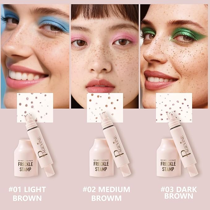 Freckle Stamp - Freckle Pen Waterproof, Long Lasting Fake Freckles,Quick Dry 5-Point Faux Freckles Stamp Cushion Stain Marker in One Press Natural and Lifelike Sunkissed Pencil Tool Makeup (#2-Medium)-BrightBean Baby