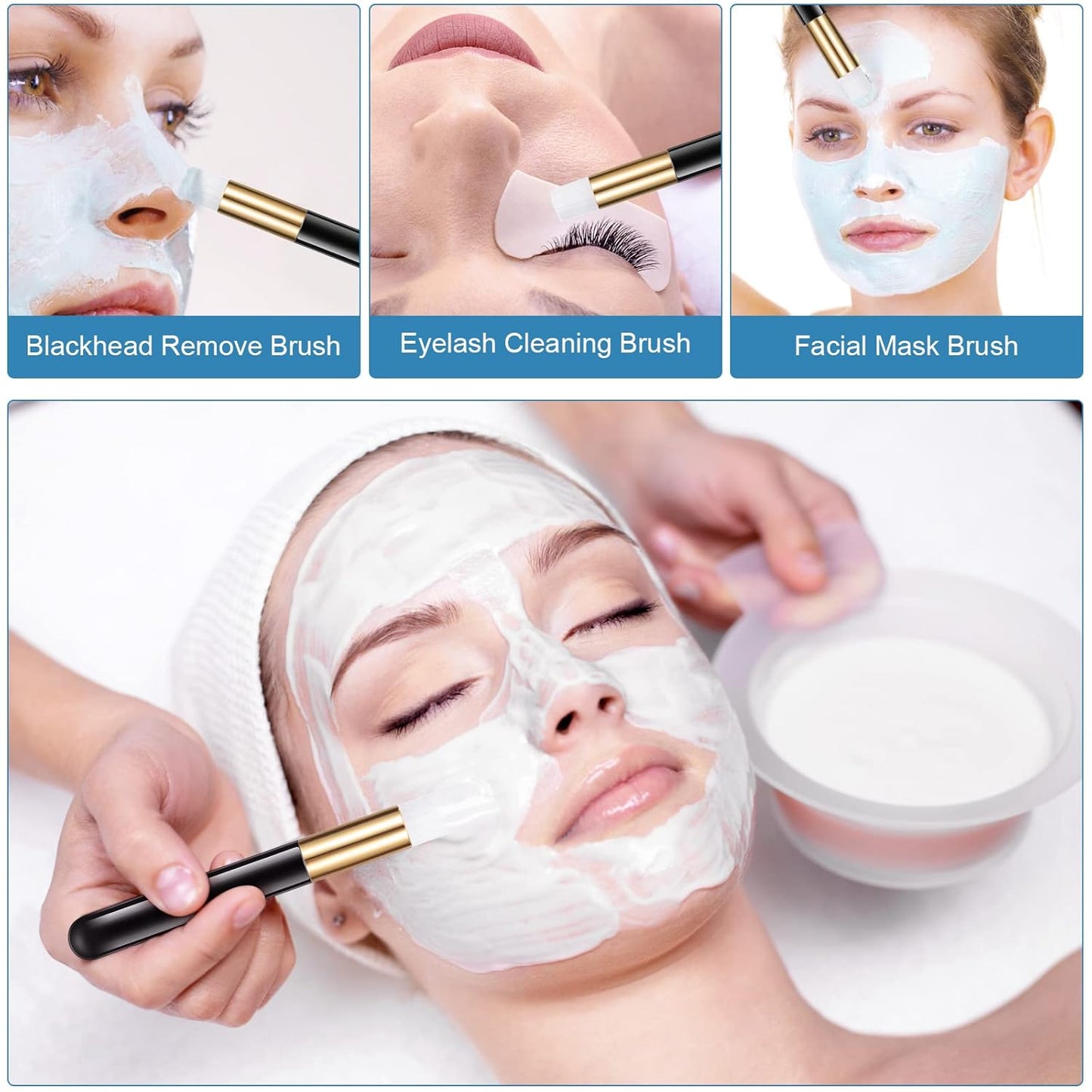 Homicozy 40 Pcs Lash Shampoo Bottle Brushes & Dispensers Set - 10 Pcs Lash Brushes, Tubes & Aftercare Bag for Clients, Women, Girls (Black)-BrightBean Baby