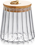 FANTESTICRYAN Glass Coffee Nuts Canister Airtight Storage Jar Petal Decorative Container with Bamboo Lid Metal Handle Easy to Grasp 1600ml, 54 FL OZ (Large Conical)