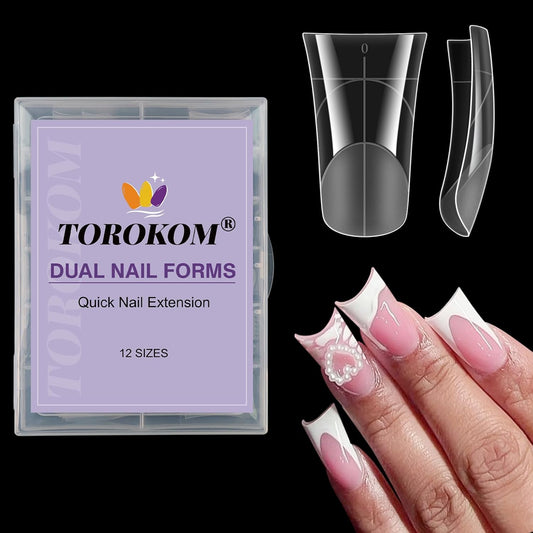 TOROKOM 120Pcs Poly Extension Gel Dual Nail Forms Nail Forms Full Cover Coffin Nail Molds 12 Sizes for Gel Manicure Nail Art Design Salon&DIY-BrightBean Baby