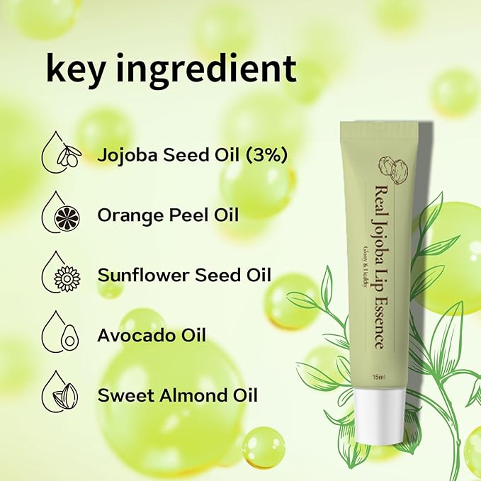 Real Jojoba Lip Essence Serum Moisturizing Formula - Natural Ingredients, Hydrating, Anti-Aging, Non-Sticky, 0.5 Fl oz Travel Size-BrightBean Baby