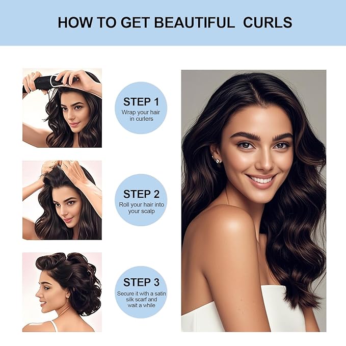 Togayu Heatless Curls Overnight Set - Jumbo Overnight Hair Curlers to Sleep In, Soft Velvet Hair Rollers for Women, No Damage Curls Styling Tools 3pcs-BrightBean Baby