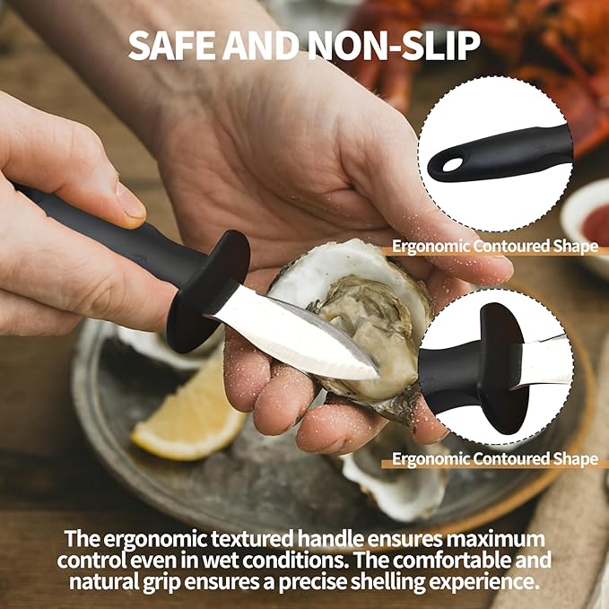 Oyster Knife Shucker Oyster Shucking Tool Perfect for Opening Clams, Mussels, Scallops, Shellfish Ideal for Home Kitchens, Raw Bars & Chefs（1 Pack）