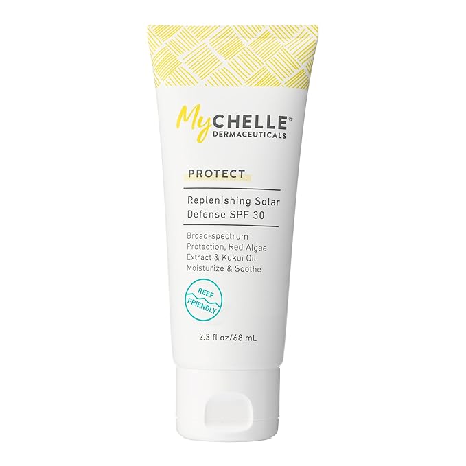 MyCHELLE Dermaceuticals Solar Defense SPF 30 (2.3 Fl Oz) - Moisturizing Reef Safe Sunscreen with Red Algae Extract and Kukui Oil - Travel Size Zinc Sunscreen for Face and Body-BrightBean Baby