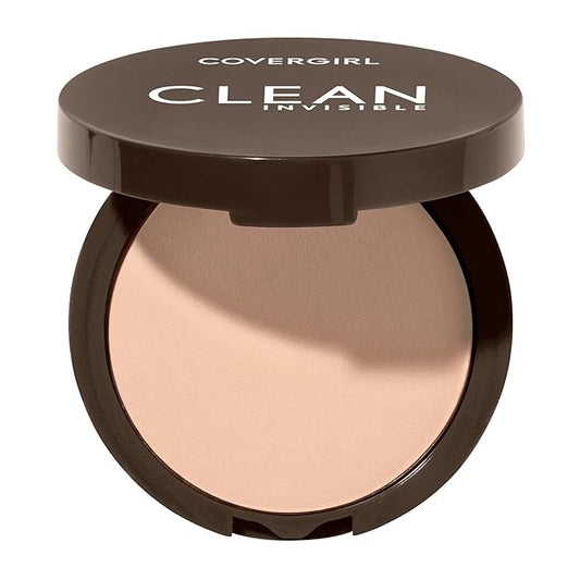 Covergirl Clean Invisible Pressed Powder, Lightweight, Breathable, Vegan Formula, Creamy Natural 120, 0.38oz-BrightBean Baby