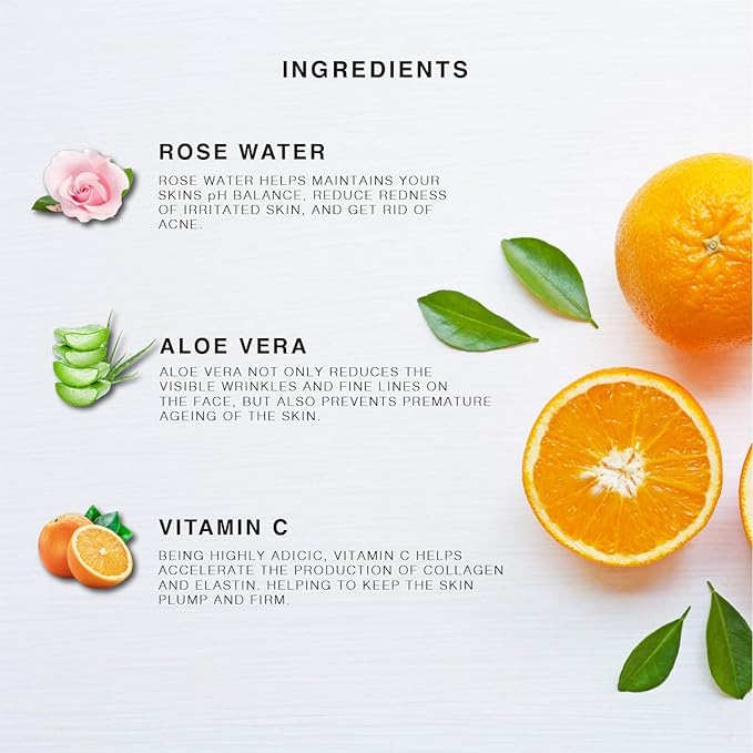 Vitamin-C Face Mist & Setting Spray for All Skin Types - Hyaluronic Acid, Aloe Vera & Rose Water - Skin Brightening, Anti-Aging, Moisturizing, Pore Minimizing - 4 Fl Oz-BrightBean Baby