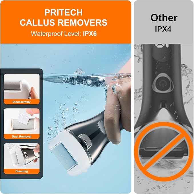 Electric Foot Callus Remover, Rechargeable Portable Electronic Foot File Pedicure Kits, 3 Roller Heads, 3 Speed, Battery Display for Remove Cracked Heels Calluses and Dead Skin-BrightBean Baby