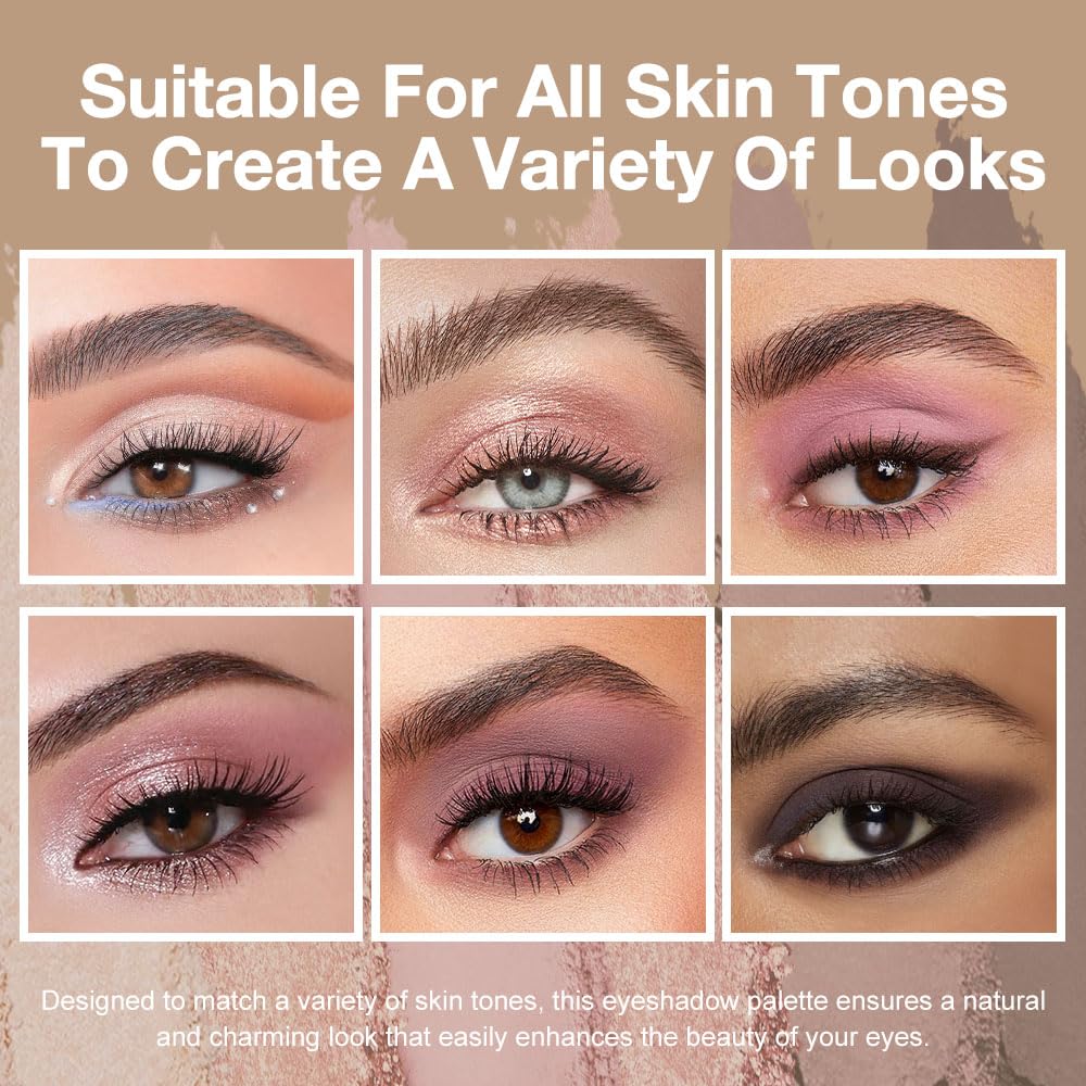 Kaely 6 Colors Mini Pink Eye Shadow Palette Makeup, Neutral Matte Shimmer Eyeshadow Palette for Older Women Highly Pigmented Waterproof, paleta de sombras de ojos, Vegan & Cruelty-free, 07-BrightBean Baby