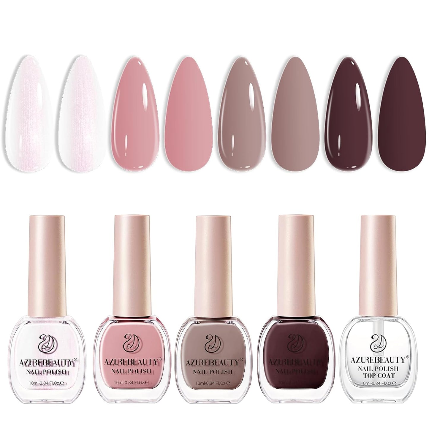 AZUREBEAUTY Nail Polish Set 4 Colors Pink Nude Glitter Nail Polish Quick Dry Natural Nail Lacquer Fingernail Kit with Top Coat DIY Salon Home-BrightBean Baby