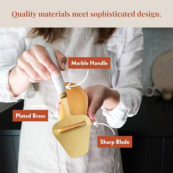 White Marble Cheese Plane/Slicer, Handheld