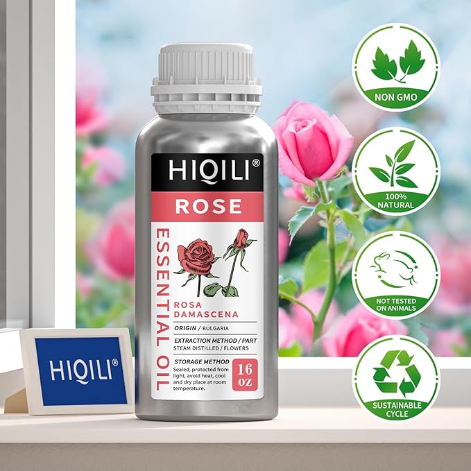HIQILI Rose Essential Oil for Diffuser, Soap, Perfume & Candle Making - 16 Fl Oz-BrightBean Baby