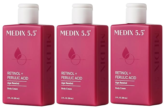 Medix 5.5 Retinol Body Lotion Firming Moisturizer | Crepey Skin Care Treatment | Retinol Body Cream | Firming Cream Targets Look Of Crepe Skin, Wrinkles, & Sagging, 3 Fl Oz Travel Size, 3-Pack-BrightBean Baby