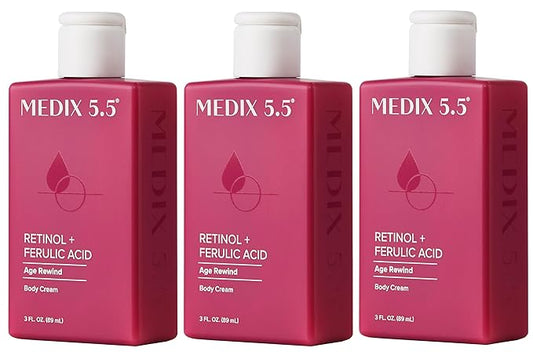Medix 5.5 Retinol Body Lotion Firming Moisturizer | Crepey Skin Care Treatment | Retinol Body Cream | Firming Cream Targets Look Of Crepe Skin, Wrinkles, & Sagging, 3 Fl Oz Travel Size, 3-Pack-BrightBean Baby