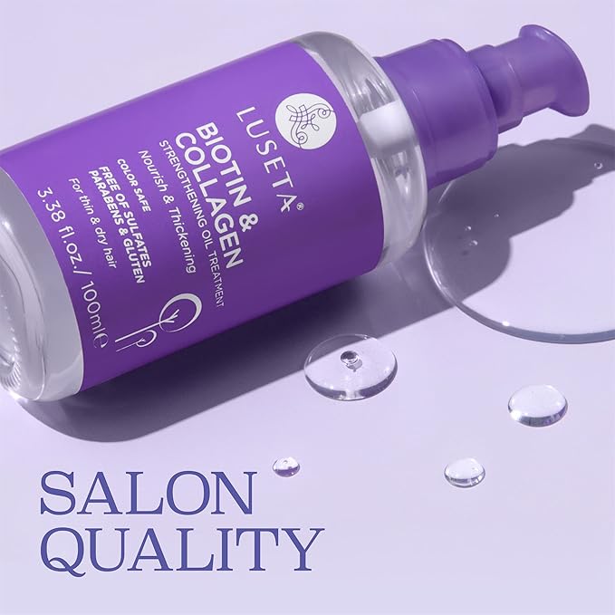L LUSETA Biotin Hair Growth Serum with Collagen, Hair Oil for Thin and Damage Hair Growth Oil, Biotin growth serum for Frizzy & Damaged hair, Thickening and Healthier Scalp for Men & Women 3.38 Fl Oz-BrightBean Baby