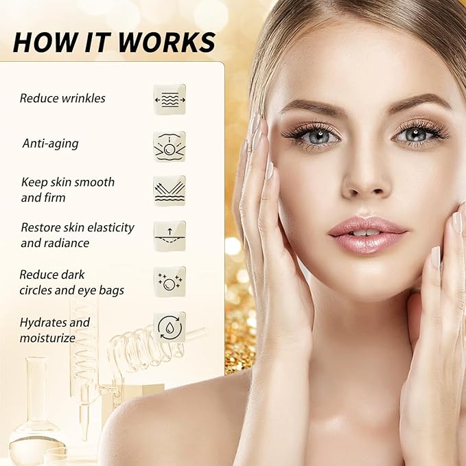 24k Gold Under Eye Patches - 60 Pcs Eye Mask Pure Gold Anti-Aging Collagen Hyaluronic Acid Under Eye Mask for Dark Circles, Puffiness & Wrinkles Refresh Your Skin-BrightBean Baby