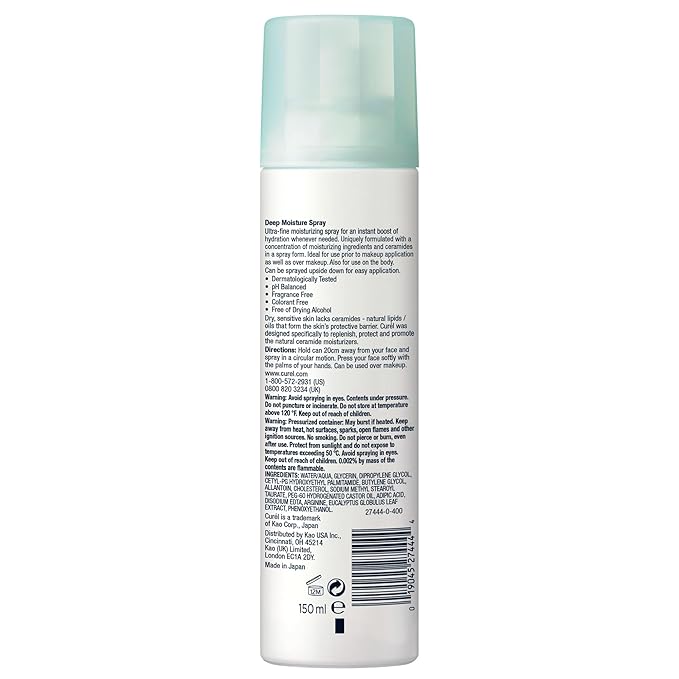 Curel Japanese Skin Care Deep Moisture Spray, Spray on Moisturizer for Dry Skin, Face Hydrating spray with Ceramides, 5 Oz-BrightBean Baby