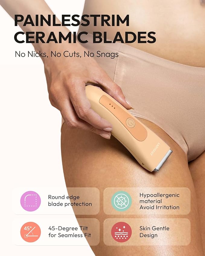 LADYSPOT™ Finishing Trimmers, Electric Shaver for Women, Hair Trimmer for Womens, Shaving & Grooming Sets Kit with 3 Guard and Replaceable Ceramic Blade Heads, Waterproof Wet/Dry(Orange)-BrightBean Baby