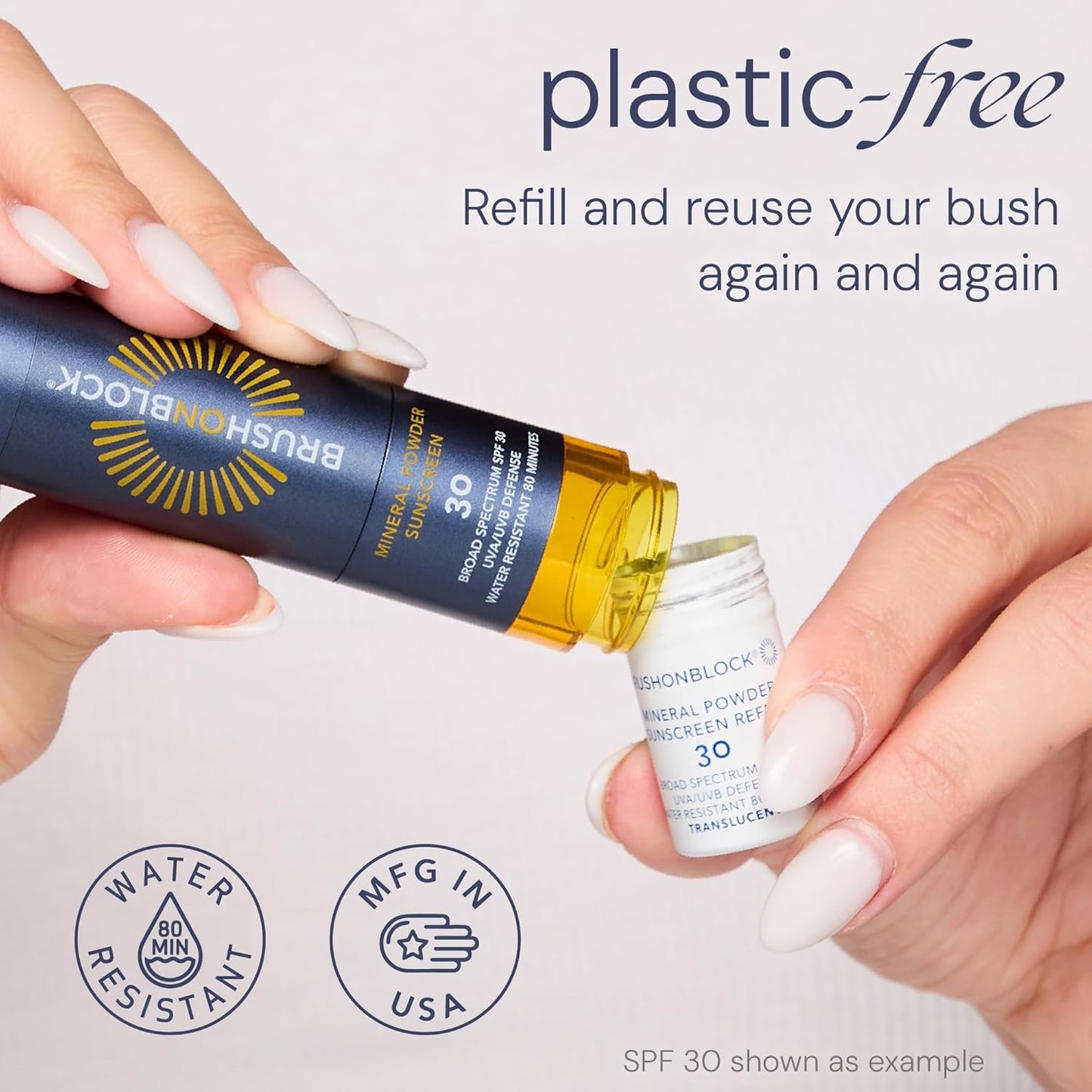 Brush On Block Mineral Sunscreen Powder Refill, Natural Broad-Spectrum SPF 50, Safe for Sensitive Skin, UVA UVB Face Protection, Reef Friendly (Translucent - Refill)-BrightBean Baby