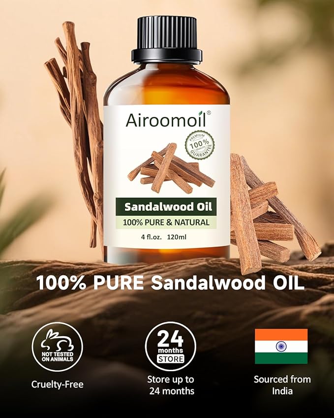 Pure Sandalwood Essential Oil, 100% Pure Natural Sandalwood Essential Oil, Premium Grade Essential Oils for Diffusers for Home, Skin, Care Massage, Soap Making, Aromatherapy, 4 Fl Oz | 120ml-BrightBean Baby