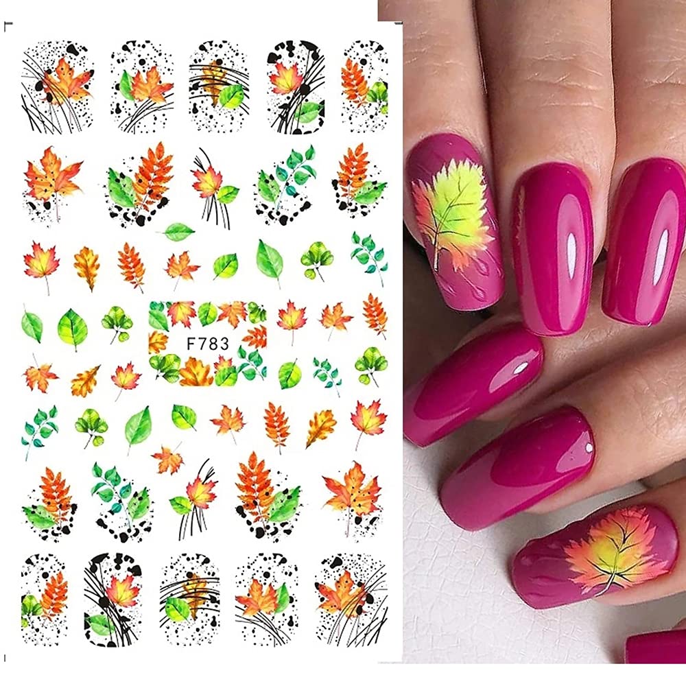 8 Sheets Fall Nail Art Stickers Thanksgiving Nail Decals 3D Maple Leaf Nail Stickers Autumn Butterfly Maple Leaves Nail Designs Decorations for Women Kids Girls Holiday DIY Manicure Charms-BrightBean Baby