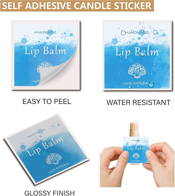 CRASPIRE Lip Balm Labels 80pcs Homemade Lip Balm Labels 2” Clear Lip Balm Labels for Tubes Printable Waterproof Lip Balm Stickers Labels for Lip Balm Handcream Candle Container（Marine Life-Blue）-BrightBean Baby
