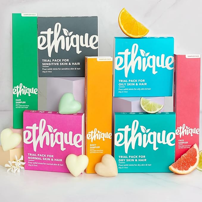 Ethique Hair Sampler - Shampoo & Conditioner - Plastic-Free, Vegan, Cruelty-Free, Eco-Friendly, 5 Travel Bars (Pack of 1)-BrightBean Baby