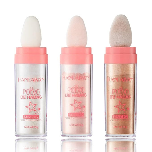 3PCS Polvo De Hadas Body Shimmer Glitter Highlighter Powder Makeup,High Gloss Sparkle for Face Body Hair,Create The Most Sparkly And Attractive Glitter Makeup-BrightBean Baby