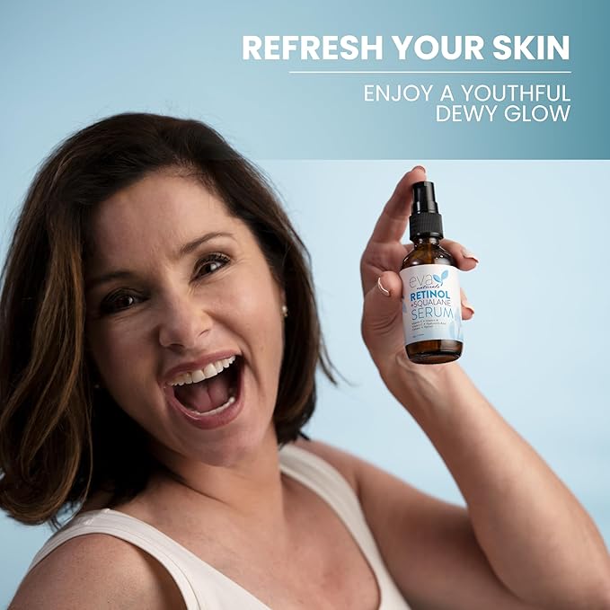 Eva Naturals Retinol + Squalane Serum – Anti Aging Face Serum for Wrinkles, Collagen Boost, Eye & Night Use – Retinoid Skin Care for Acne, Pores, Dark Spots & Sensitive Skin-BrightBean Baby