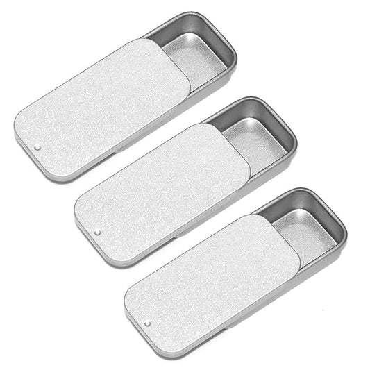 Lip Balm Tins Slide Top Tin Containers for Lip Balm Crafts Storage Kit - 0.25oz 3 Pack (SILVER)-BrightBean Baby
