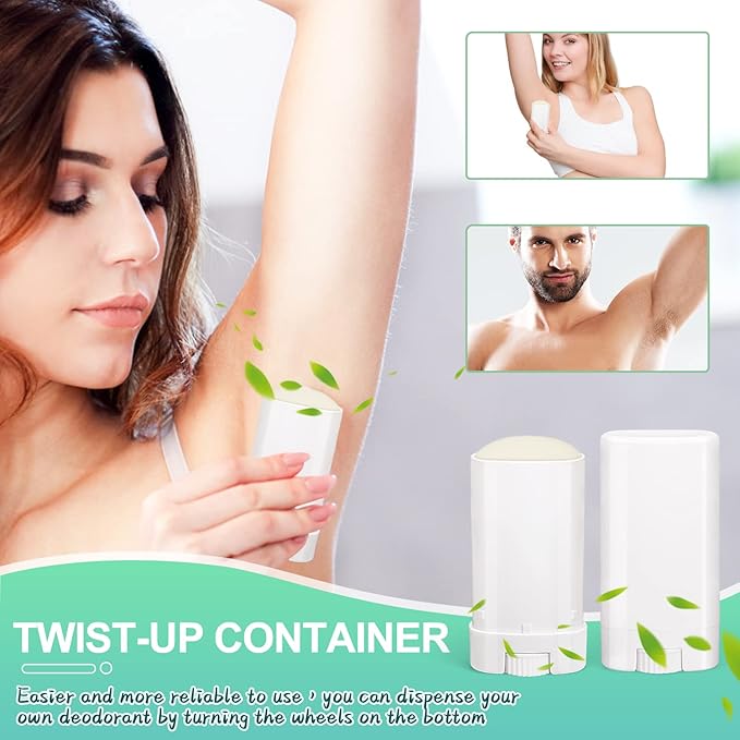 15ml Travel Deodorant Containers,Top-Fill,Empty Plastic Oval Lip Balm Tubes for Chapstick,Lip Balm,Lotion Bar Sticks,Salve,Homemade Solid Lotion,Sample Size Deodorant-30 Pack,White-BrightBean Baby