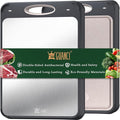 GUANCI Cutting Board for Kitchen Double Sided 304 Stainless Steel Chopping Board Food-Grade Stainless Steel and Wheat Straw PP Samll Size 14’’×9.6’’ Easy to Clean