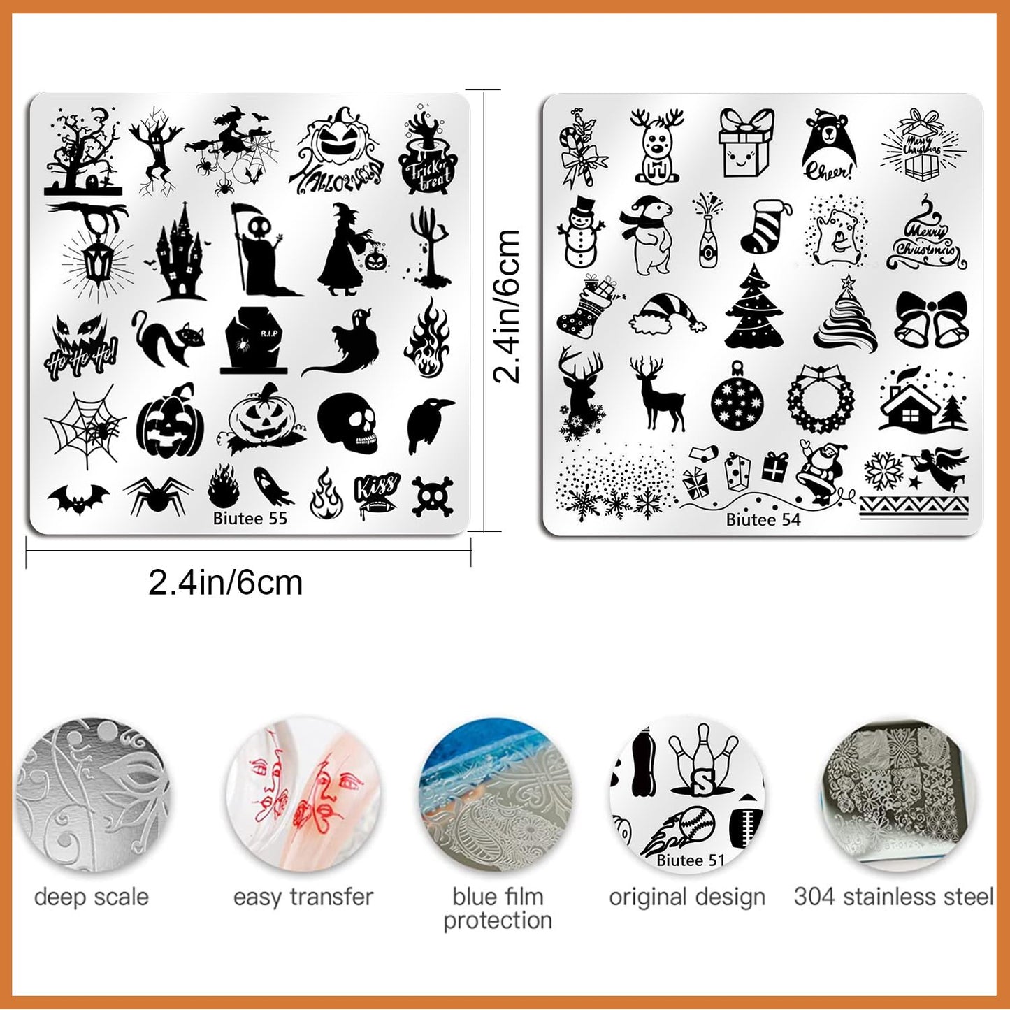 Biutee Nail Stamping Plates Set 15PCS Nail Art Stamper Scraper Nail Art Stamping Kit with Storage Bag Gift Box Nail Stamp Template Kit Lace Flower Butterfly Star Christmas Halloween Holiday Design-BrightBean Baby