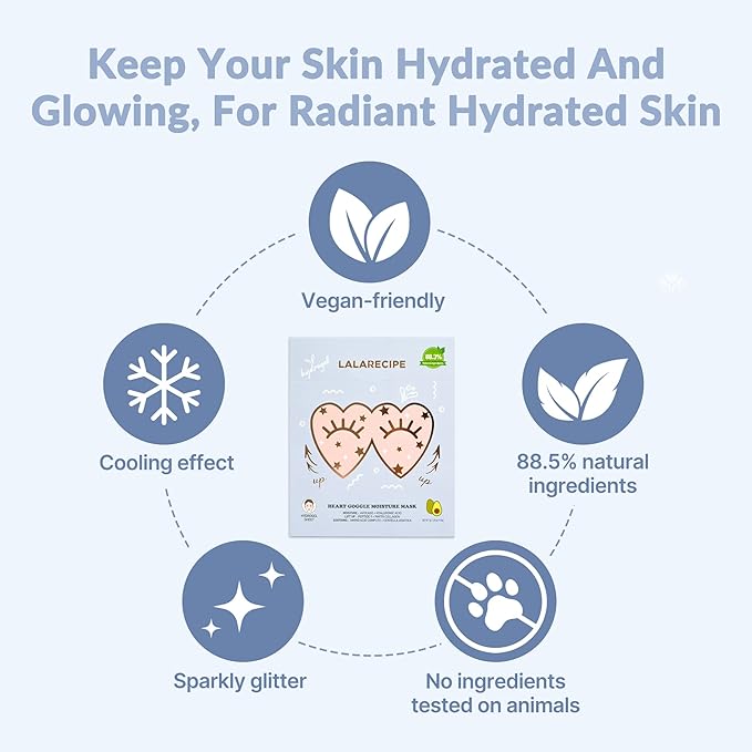 Avocado Heart-Shaped Collagen Under Eye Masks | Brightening Eye Mask Pads w/Hyaluronic Acid & Niacinamide | Hydrogel Depuffing Under Eye Patches for Dark Circles and Puffiness (Pack of 10)-BrightBean Baby