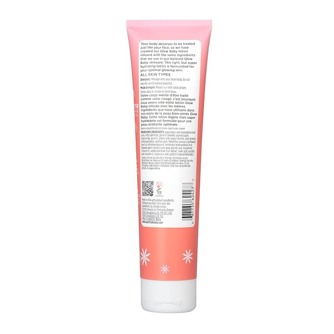 Pacifica Glow Baby Body Lotion & AHA Scrub Set – Brightening Vitamin C Body Lotion (5 oz) + AHA Exfoliating Body Scrub, 2-Step Radiance Duo for Smooth Glowing Skin, Vegan-BrightBean Baby