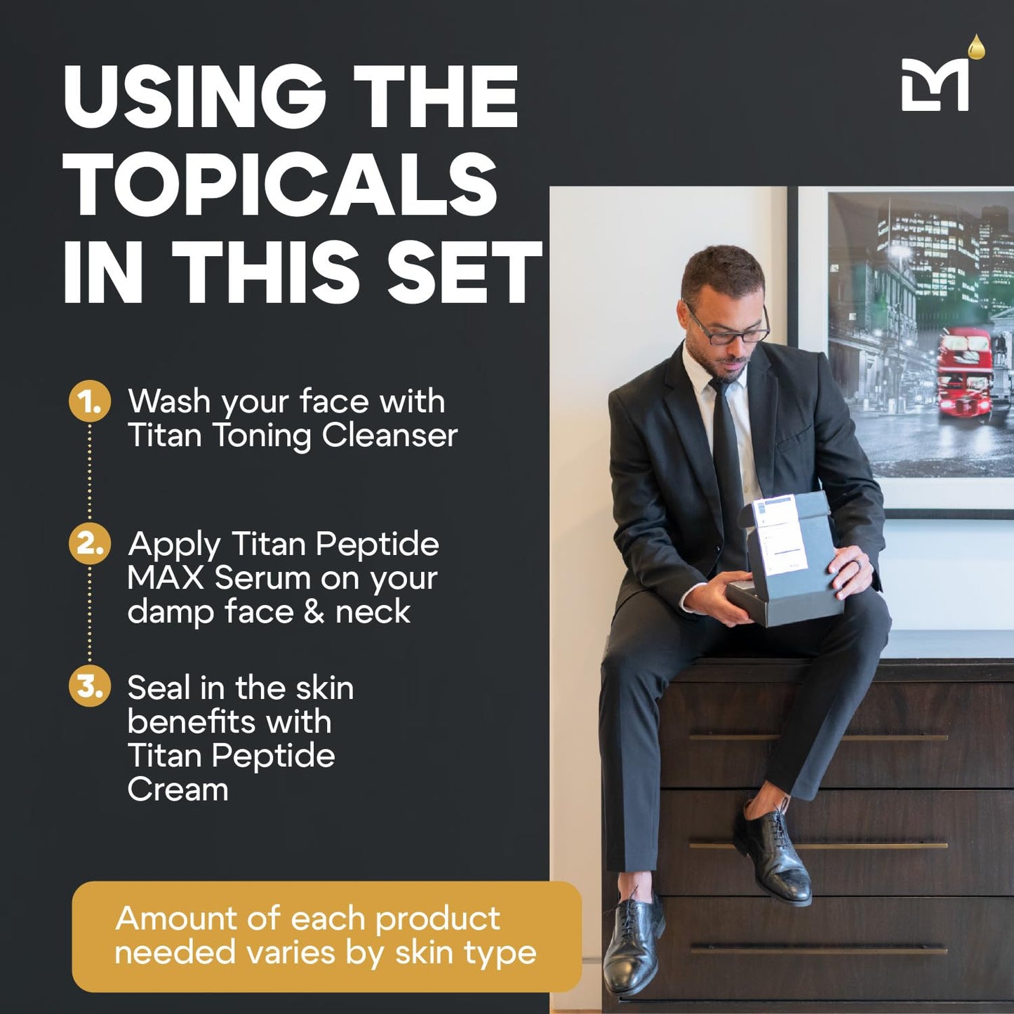 Titan Golden Anti-Aging Mens Skin Care Kit – Wash, Face Serum, Mens Face Moisturizer – Men, Skin Care Set – Dark Spots, Wrinkles, Fine Lines – Vitamin C, Peptides, Niacinamide, HA – Unscented-BrightBean Baby