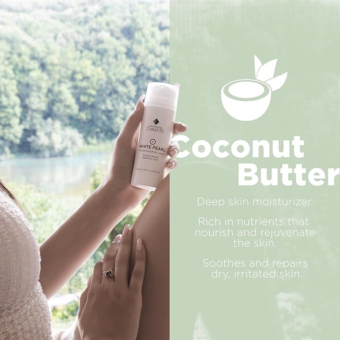 White Pearl Moisturizing Body Lotion with Coconut Butter and Hyaluronic Acid, 3.4 fl. oz.-BrightBean Baby