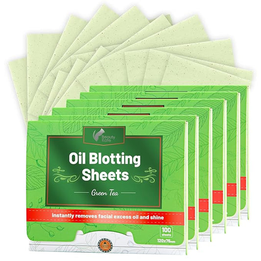 Oil Blotting Sheets for Face - Green Tea,26% Larger,6pk/600 Natural Blotting Paper for Oily Skin,Makeup Friendly Oil Absorbing Sheets,Easy To Grab One-BrightBean Baby