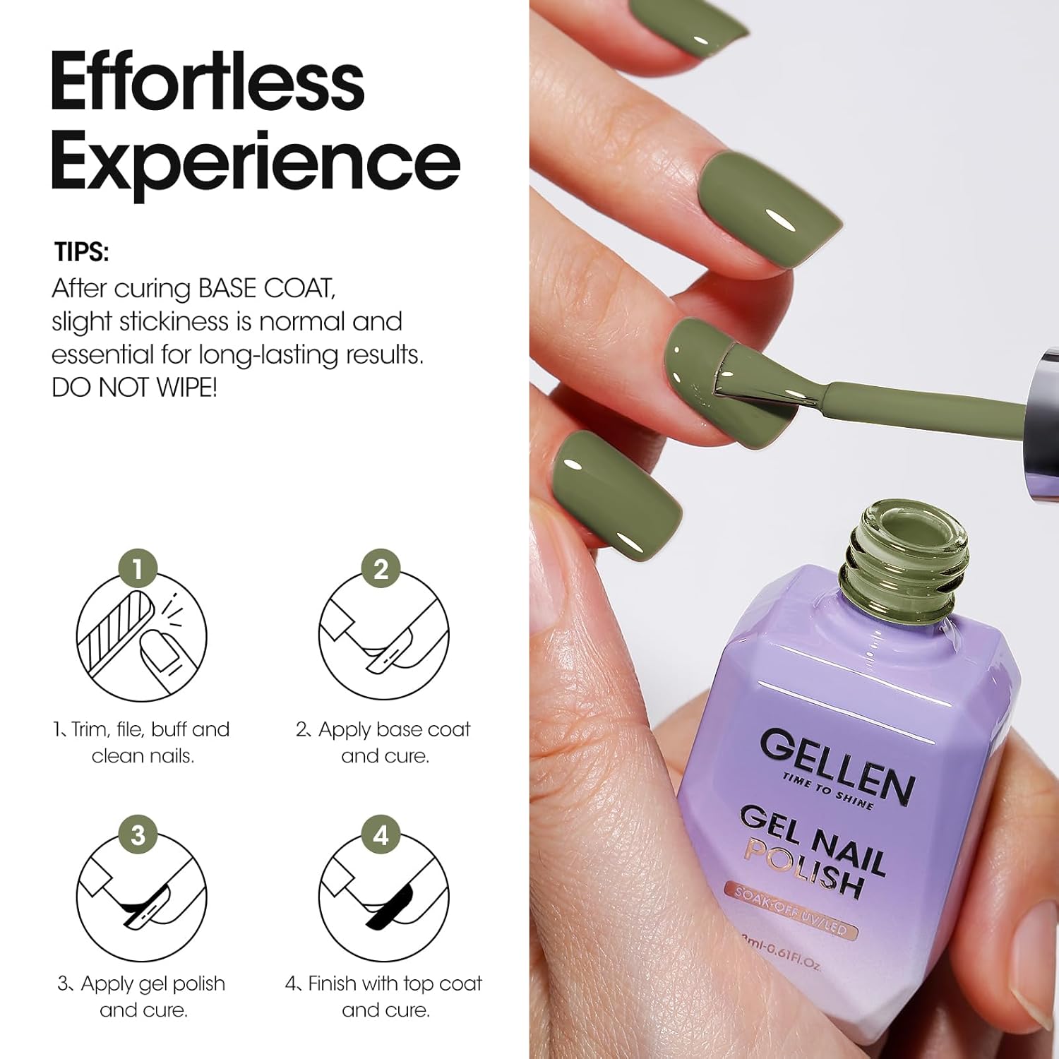 Gellen Green Gel Nail Polish 18 ML Sage Green Nail Gel Polish Soak off UV LED Nail Lamp Emerald Nail Polish for Fall Winter Salon DIY Nail Art Manicure at Home Holiday Gift for Women, 0.61 Fl Oz-BrightBean Baby