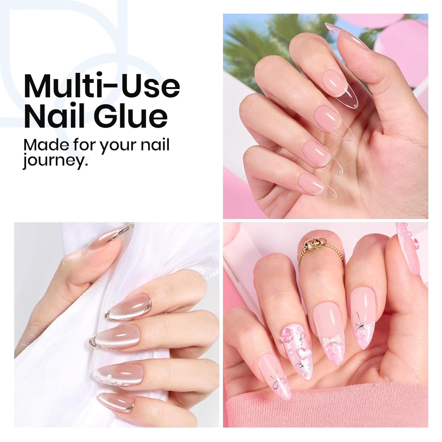 Beetles 2Pcs 15ml HEMA-Free Nail Glue Gel for Acrylic Nail Tips & Clear Press On Nails, Super Strong U V Nail Glue for Nail Extensions, DIY Long Lasting Nail Gel Kit-BrightBean Baby