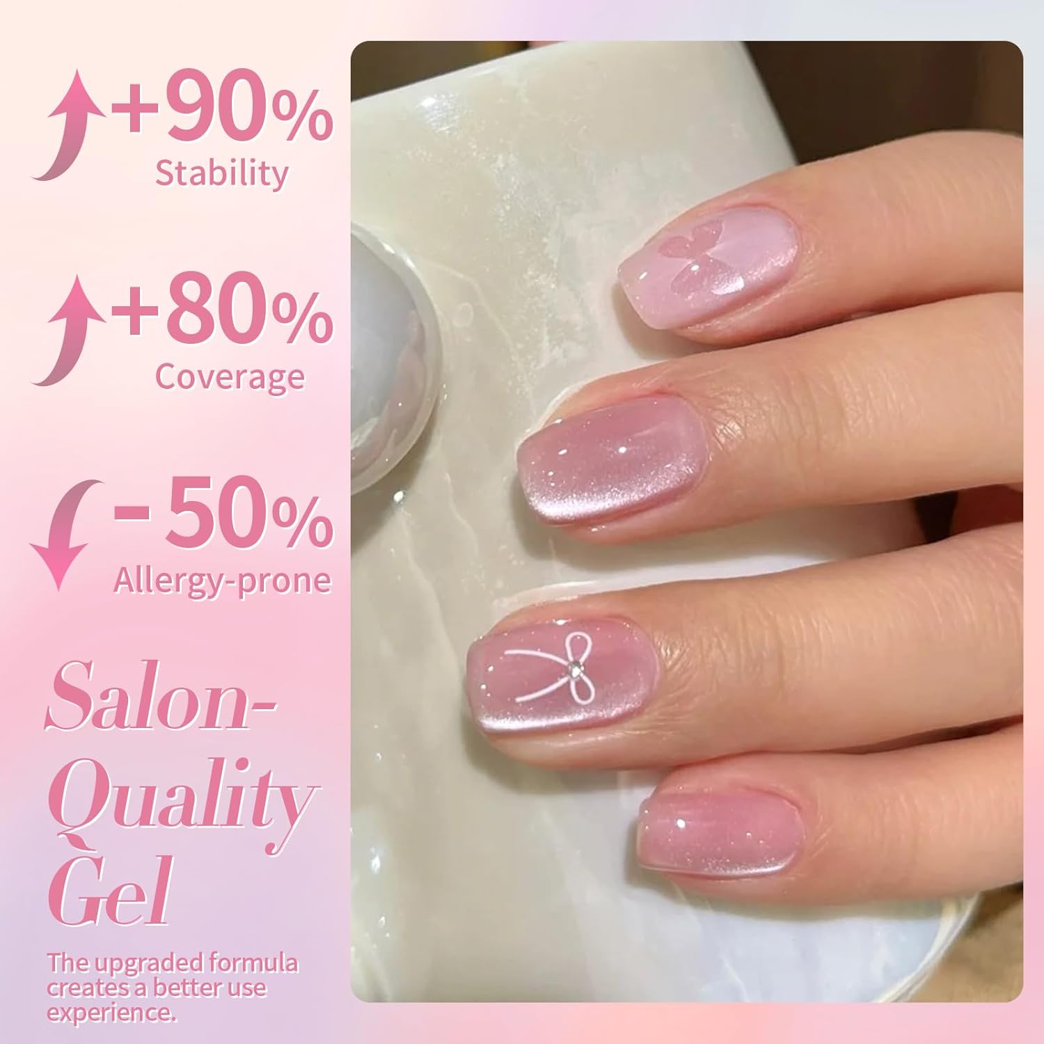 Born Pretty Cat Magnetic Eye Gel Nail Polish, Pink Moonlight Cat Magnetic Gel, Glass Shiny Effect Pink Soak Off Nail Art Salon Manicure Home Gift 15ml-BrightBean Baby