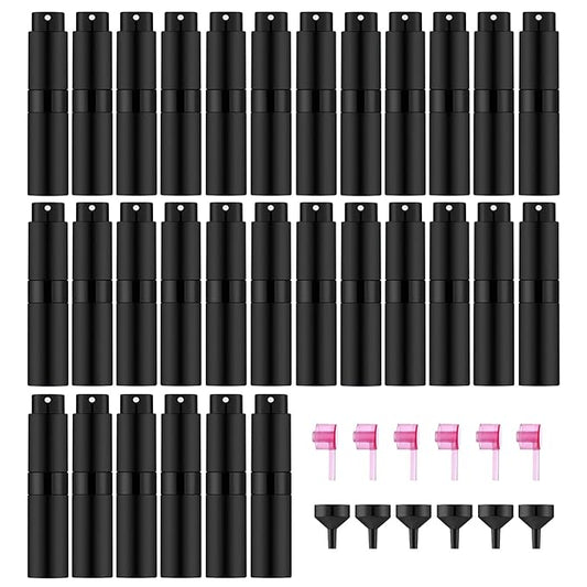 30 PCS/8ML Portable Atomizer Perfume Bottles, Mini Empty Refillable Cologne Spraye Bottle, Pocket Travel Perfume Liquid Sprayer (Matte Black)-BrightBean Baby