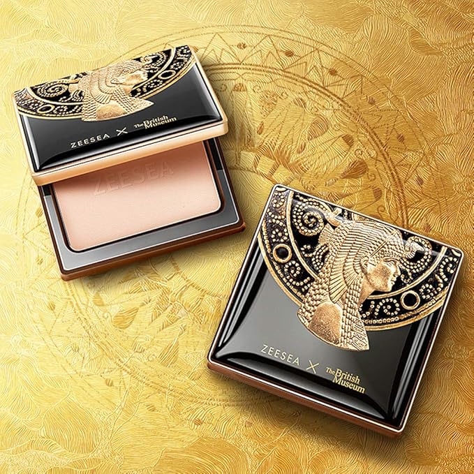 ZEESEA Pressed Powder The British Museum Egypt Series Long Lasting Oil Control Facial Finishing Brighten Setting Powder Multi-use Foundation (#00 Light Beige)-BrightBean Baby