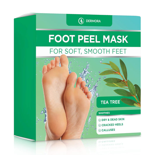 DERMORA Foot Peel Mask | Skin Exfoliating Foot Masks | Dry, Cracked Feet, Callus, Dead Skin Remover | Baby Soft Feet, Tea Tree Scent | Pack of 2 | Regular-BrightBean Baby