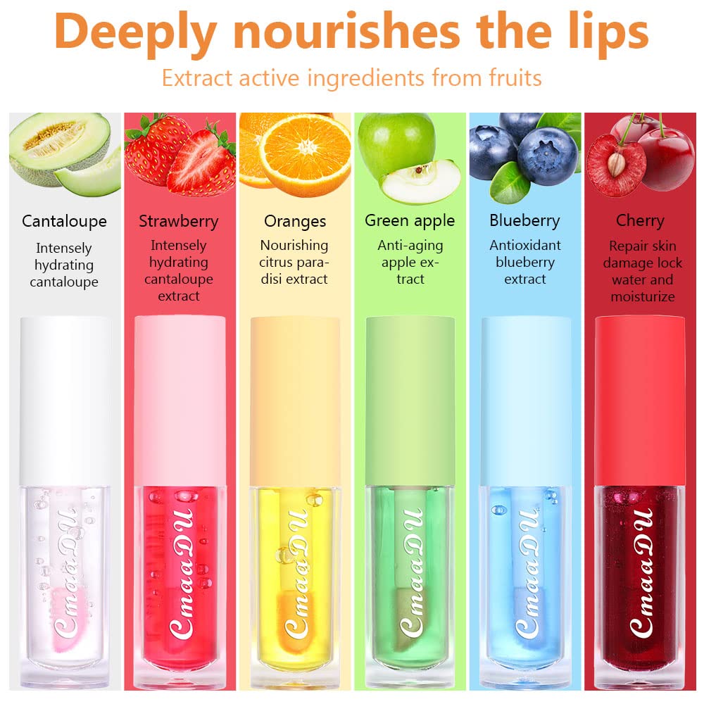 evpct 6Pcs Mini Clear Color Change Changing PH Tinted Lip Gloss Sets for Women, Lip Oil Gloss Balm Tint Stain Glaze Pack Hydrating Moisturizer Lipstick Magic labiales magicos 0.071fl.oz *6-BrightBean Baby