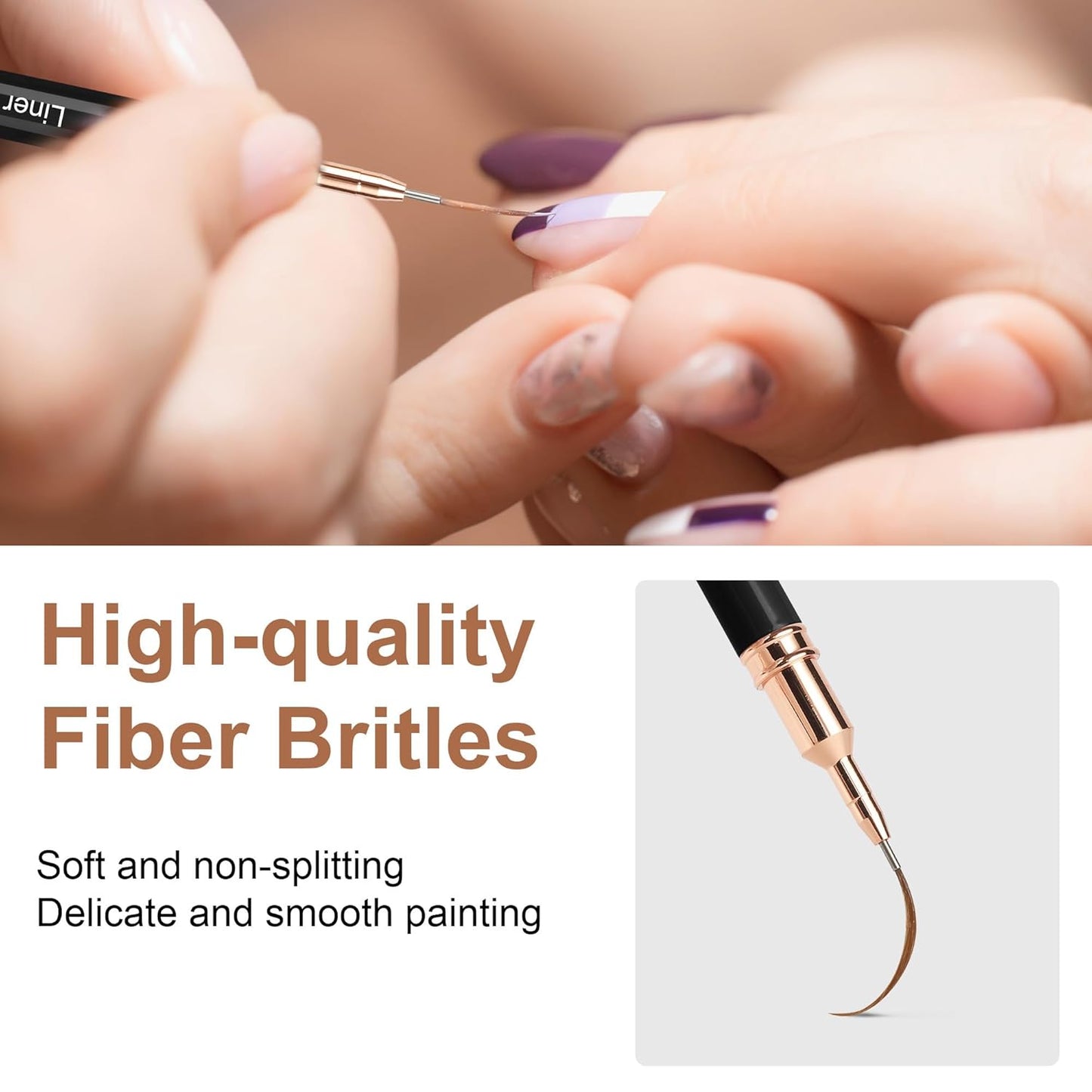 Artdone Metallic Nail Art Pens, Liner Brushes Set, 5PCS Black Color Nail Tools For Long Lines, Thin Details, Fine Drawing, Liner Brush UV Gel Polish Painting Nail Design Sizes 5/8/12/20/25mm-BrightBean Baby