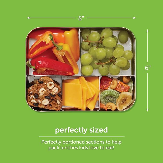LunchBots Medium Uno Stainless Steel Sandwich Container - Open Design for Wraps - Salads or a Small Meal - Eco-Friendly - Dishwasher Safe and BPA-Free - Pink Dots