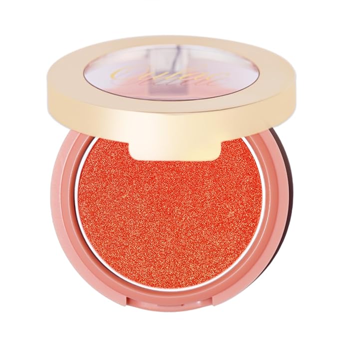 Oulac Luminisers Powdery Blusher for Cheeks Face Glow,Brighten Skin As Highlighter Makeup, Shimmer Blusher,Buildable and Vegan Cosmetics,4.8g F10 Tangerine Tango-BrightBean Baby