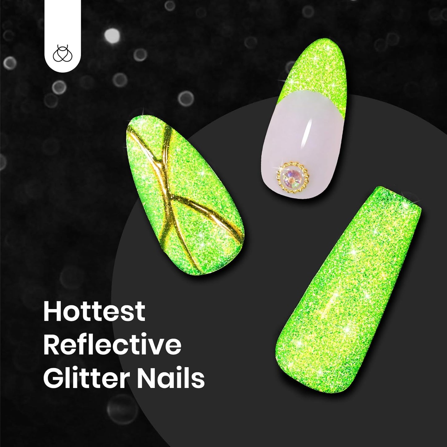 beetles Gel Polish Green Glitter Gel Nail Polish 15ml Reflective Nail Art Manicure Salon DIY at Home Gifts for Women Lime Shock-BrightBean Baby