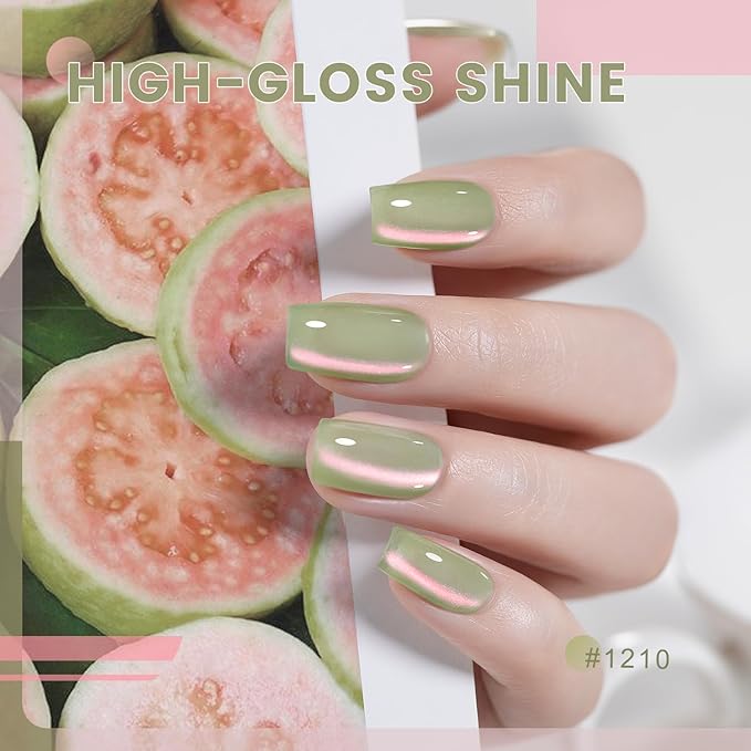 RARJSM Aurora Mermaid Cat Eye Gel Nail Polish Set 6pcs Reflective Pink Purple Green Blue Diamond Ceramic Glitter Glass Cateye Gelpolish with Magnet Stick 7.5ml Curing Requires Soak Off for Home Salon-BrightBean Baby